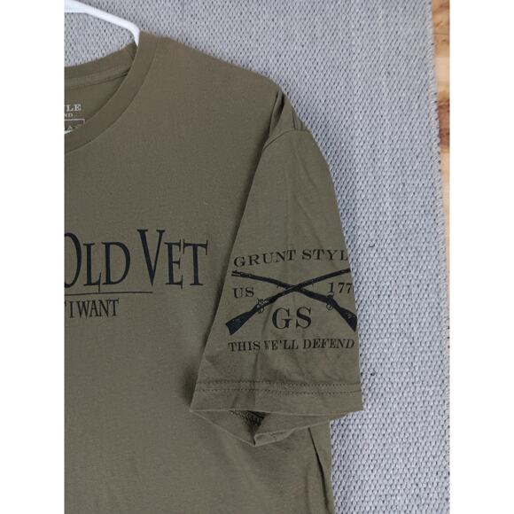 Grunt Style T Shirt Mens L Army Green Grumpy Old Vet Flag Patriotic - Picture 4 of 11